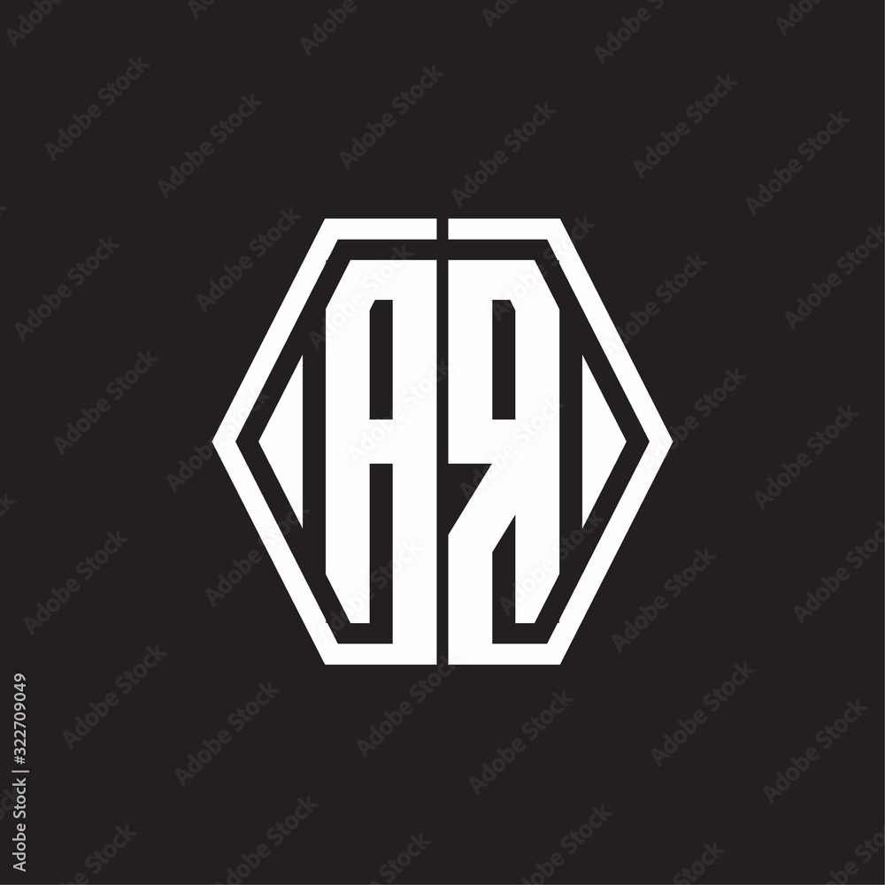 AR Logo monogram with hexagon line rounded design template AR Logo monogram with hexagon line rounded design template