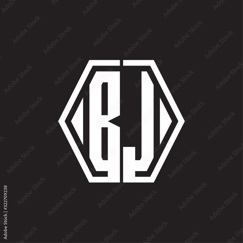 BJ Logo monogram with hexagon line rounded design template BJ Logo monogram with hexagon line rounded design template