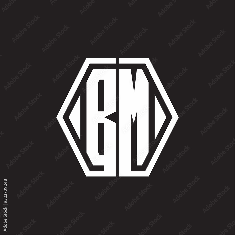 BM Logo monogram with hexagon line rounded design template BM Logo monogram with hexagon line rounded design template