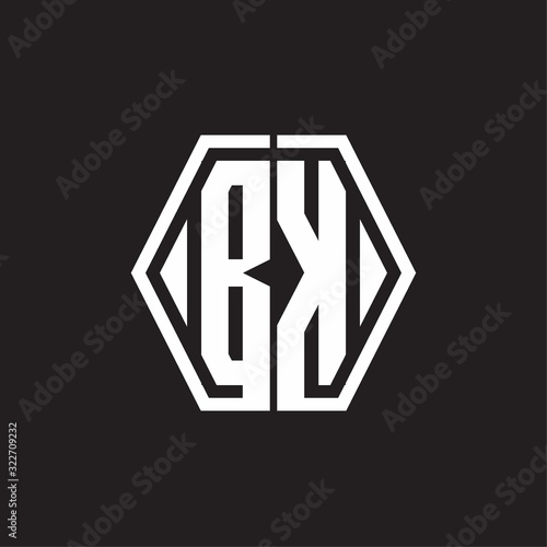 BK Logo monogram with hexagon line rounded design template