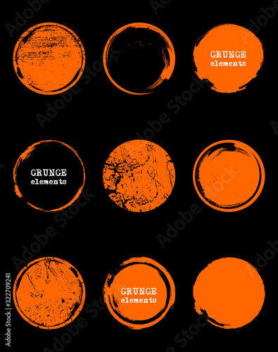 Grunge color circle shapes set photo