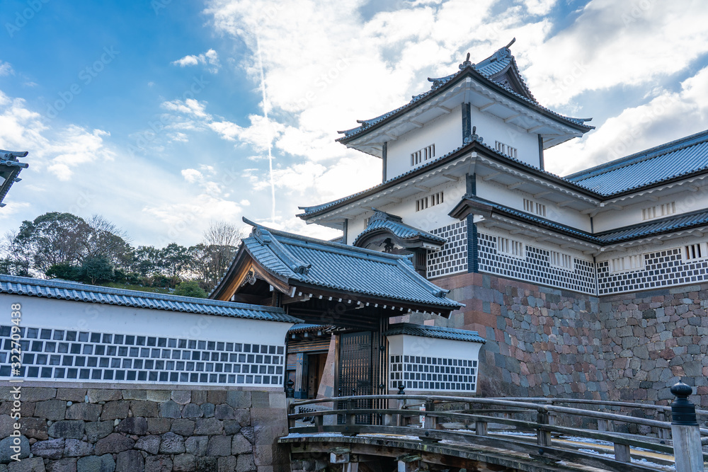 Kanazawa Castle with blue nice sky in Kanazawa city, Japan Kanazawa Castle with blue nice sky in Kanazawa city, Japan
