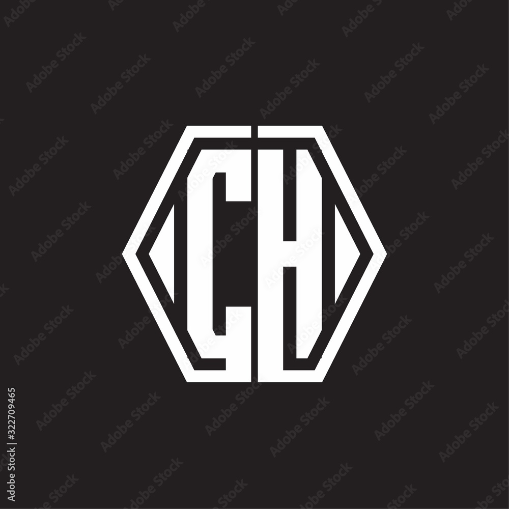 CH Logo monogram with hexagon line rounded design template CH Logo monogram with hexagon line rounded design template