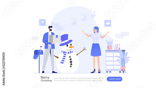 Merry Christmas and Happy New year Vector Illustration Concept , Suitable for web landing page, ui, mobile app, editorial design, flyer, banner, and other related occasion