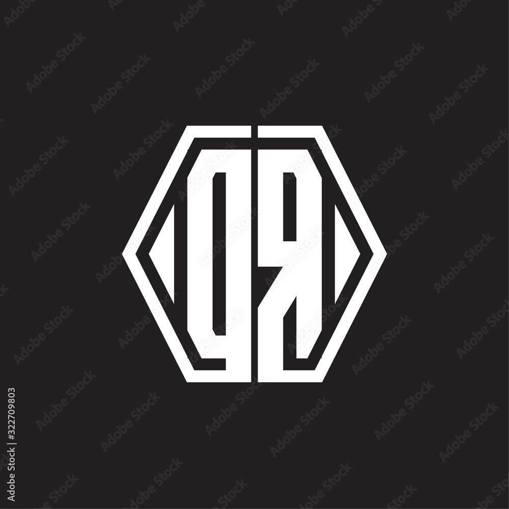 DR Logo monogram with hexagon line rounded design template - obrazy, fototapety, plakaty 