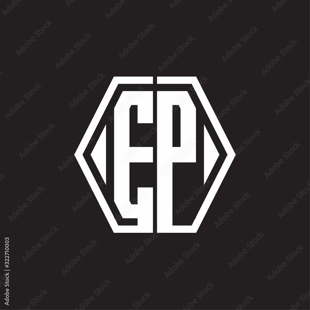 EP Logo monogram with hexagon line rounded design template EP Logo monogram with hexagon line rounded design template