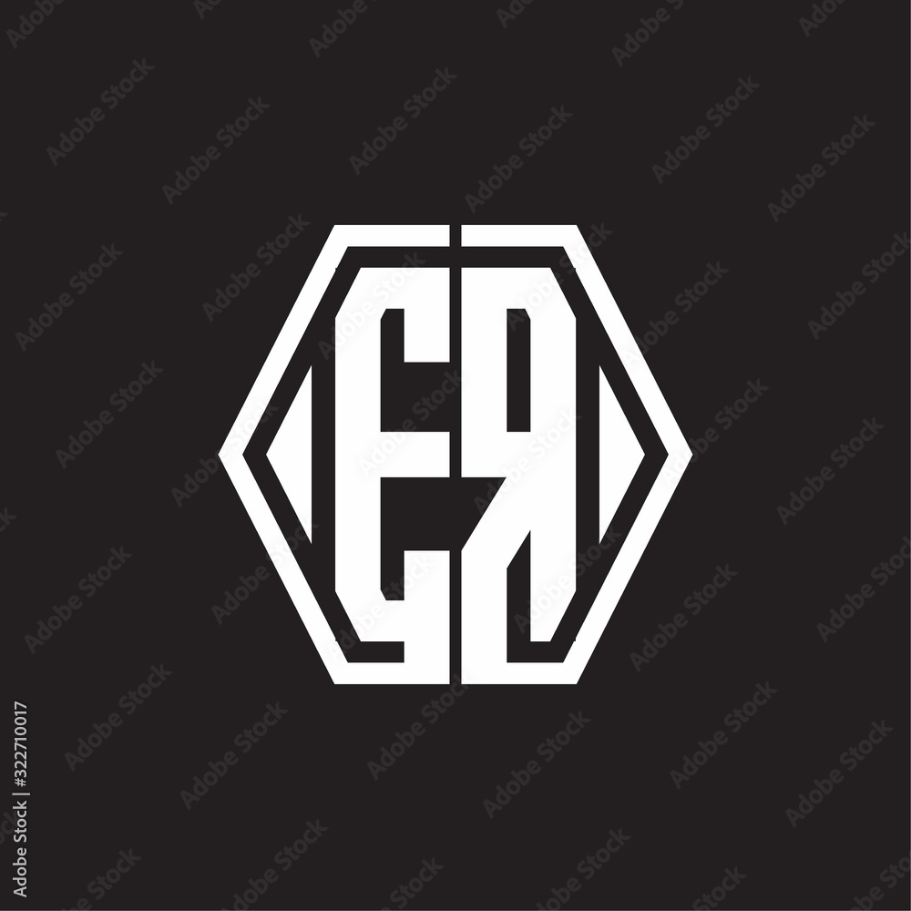 ER Logo monogram with hexagon line rounded design template ER Logo monogram with hexagon line rounded design template