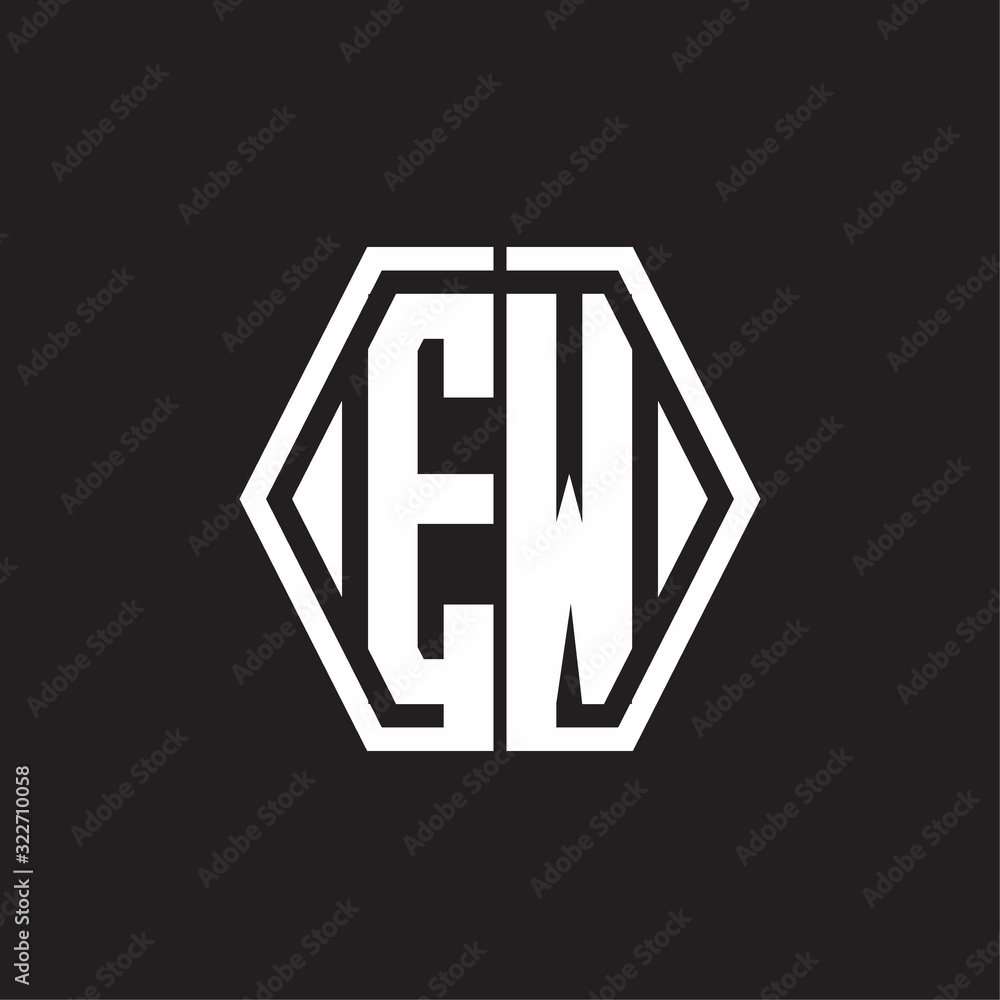 EW Logo monogram with hexagon line rounded design template EW Logo monogram with hexagon line rounded design template