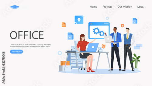 People in open space office Vector Illustration Concept , Suitable for web landing page, ui, mobile app, editorial design, flyer, banner, and other related occasion