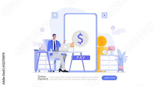 Online and Mobile Payments Vector Illustration Concept , Suitable for web landing page, ui, mobile app, editorial design, flyer, banner, and other related occasion