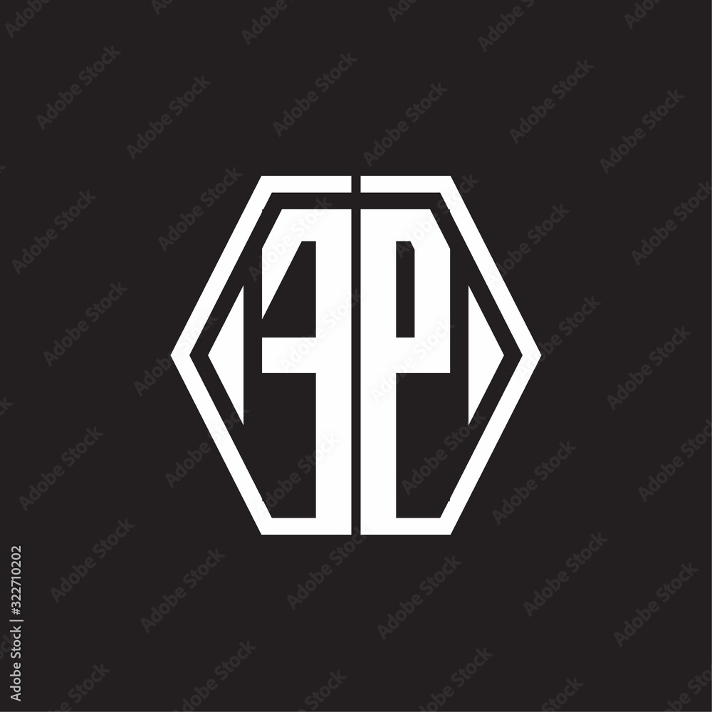 FP Logo monogram with hexagon line rounded design template FP Logo monogram with hexagon line rounded design template