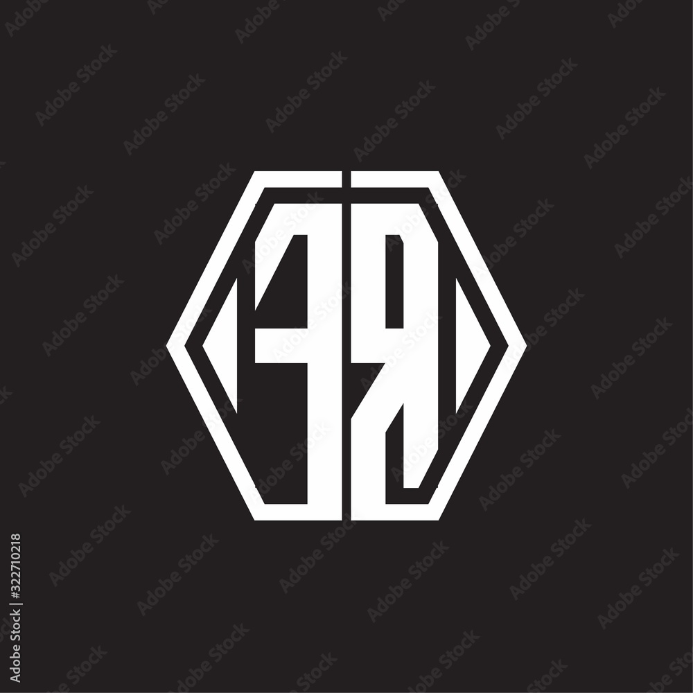 FR Logo monogram with hexagon line rounded design template FR Logo monogram with hexagon line rounded design template