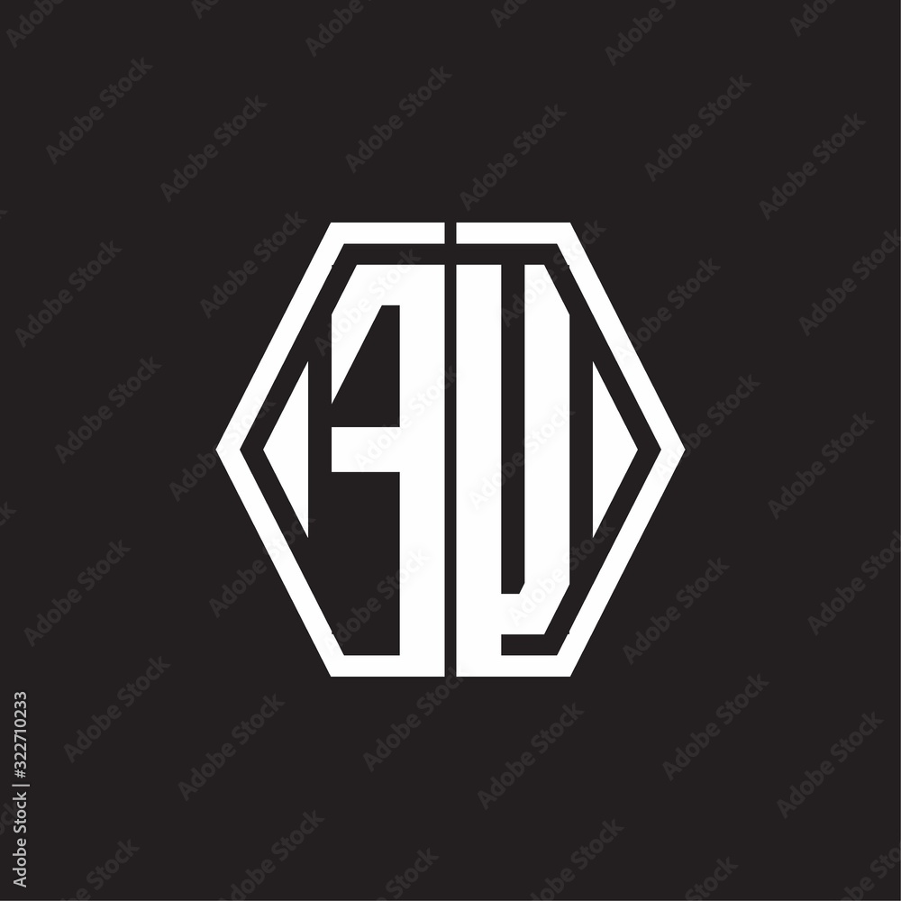FU Logo monogram with hexagon line rounded design template FU Logo monogram with hexagon line rounded design template