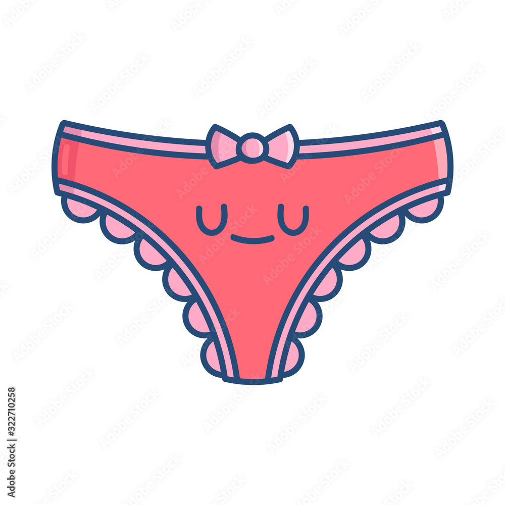 Vetor do Stock: kawaii pink smiling panties cartoon