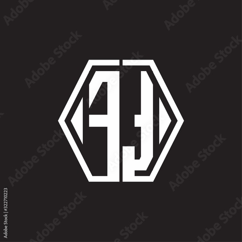 FT Logo monogram with hexagon line rounded design template