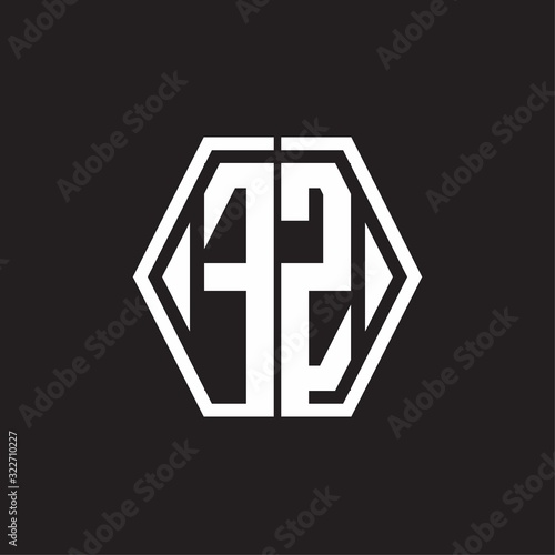 FZ Logo monogram with hexagon line rounded design template