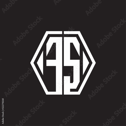 FS Logo monogram with hexagon line rounded design template