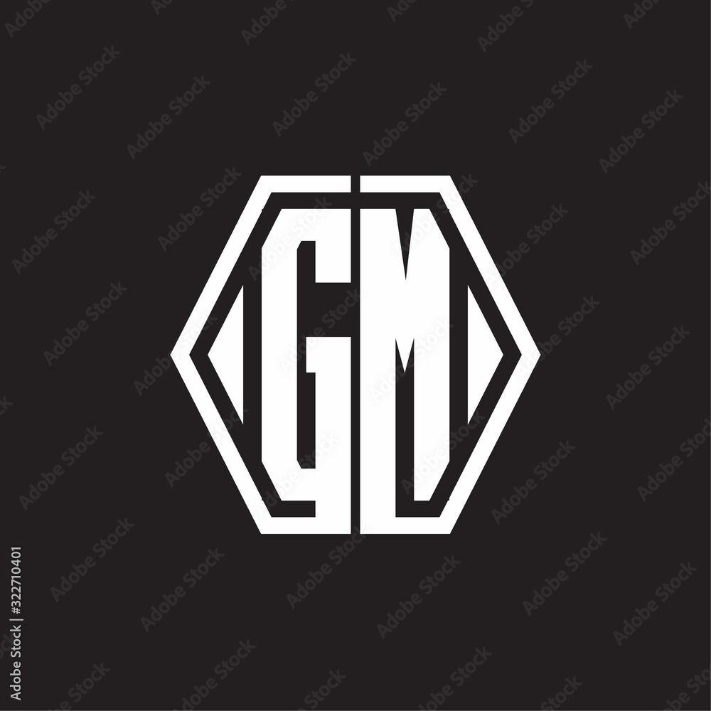 GM Logo monogram with hexagon line rounded design template GM Logo monogram with hexagon line rounded design template