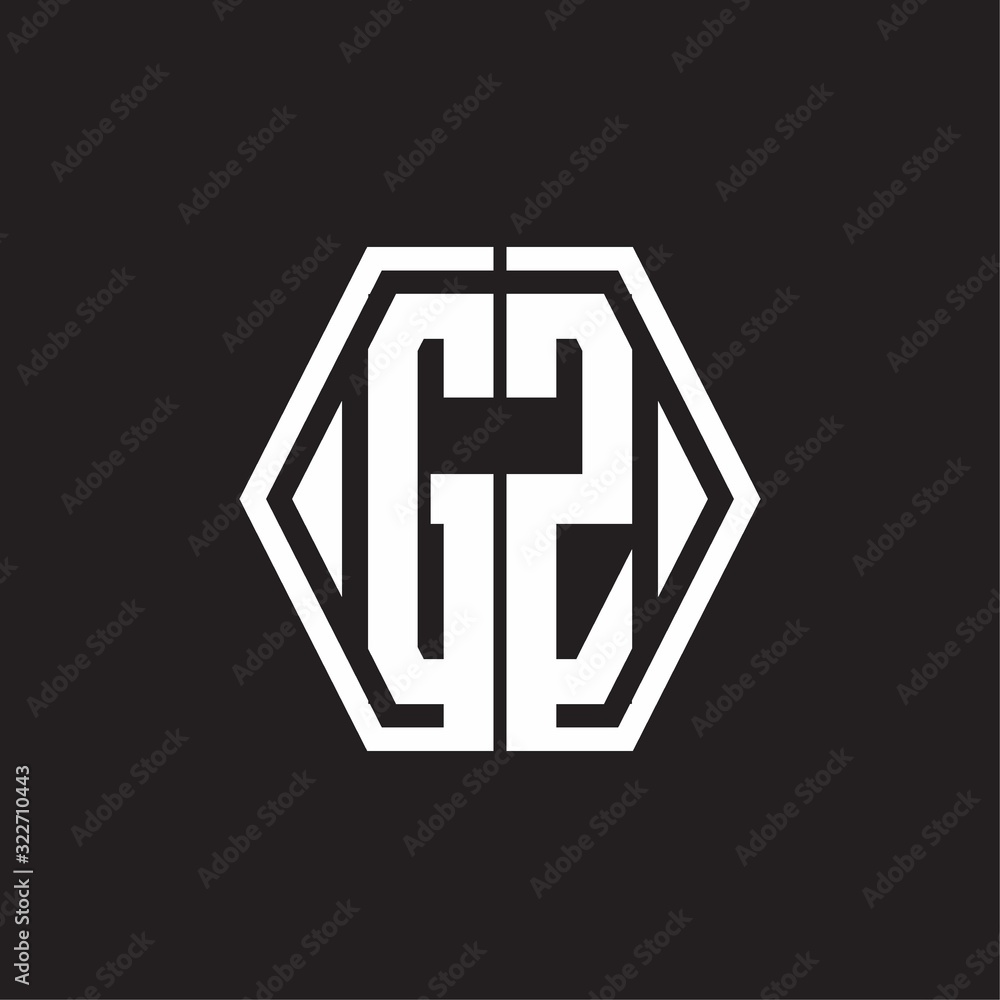 GZ Logo monogram with hexagon line rounded design template GZ Logo monogram with hexagon line rounded design template