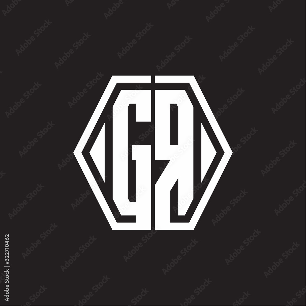 GR Logo monogram with hexagon line rounded design template GR Logo monogram with hexagon line rounded design template