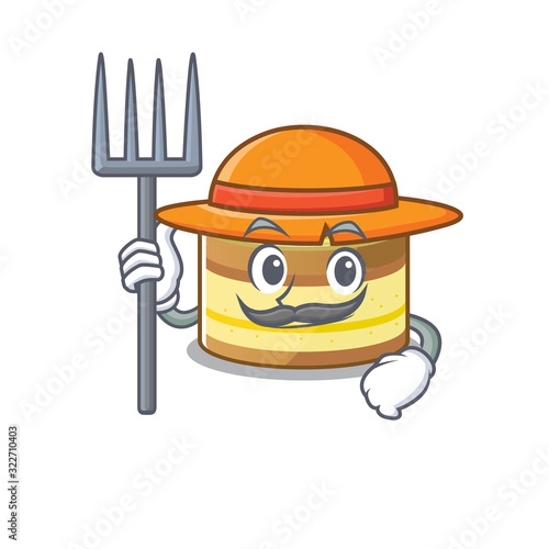 Happy Farmer lemon cake cartoon picture with hat and tools