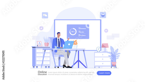 Online Education Vector Illustration Concept , Suitable for web landing page, ui, mobile app, editorial design, flyer, banner, and other related occasion