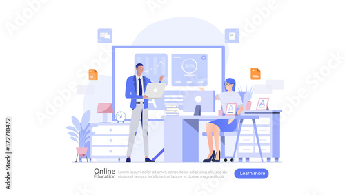 Online Education Vector Illustration Concept , Suitable for web landing page, ui, mobile app, editorial design, flyer, banner, and other related occasion