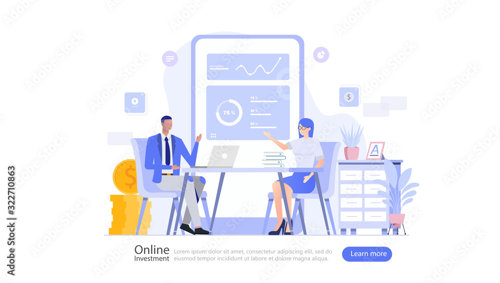 Online Investment Vector Illustration Concept , Suitable for web landing page, ui, mobile app, editorial design, flyer, banner, and other related occasion Online Investment Vector Illustration Concept , Suitable for web landing page, ui, mobile app, editorial design, flyer, banner, and other related occasion