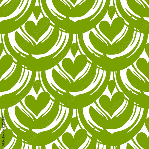Botanical arts on the matcha coffee or tea surface. Seamless pattern