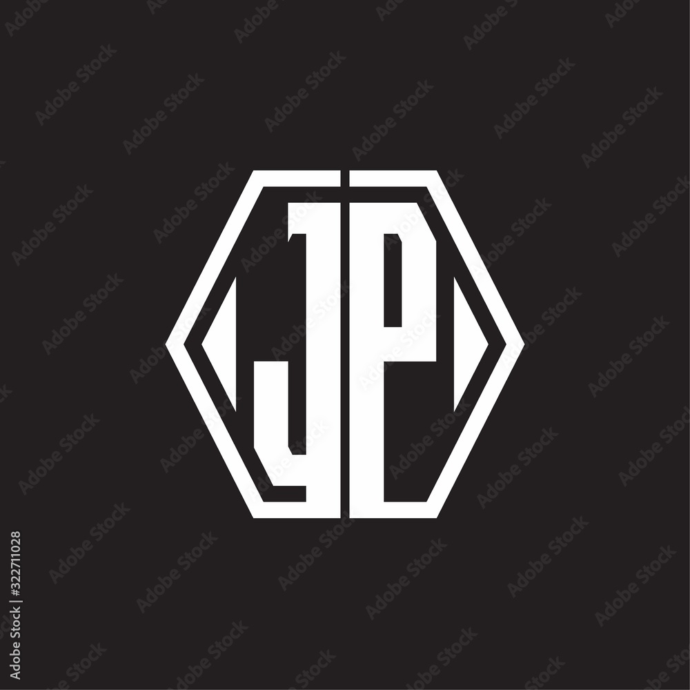 JP Logo monogram with hexagon line rounded design template JP Logo monogram with hexagon line rounded design template