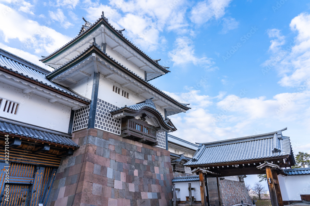 Kanazawa Castle with blue nice sky in Kanazawa city, Japan Kanazawa Castle with blue nice sky in Kanazawa city, Japan