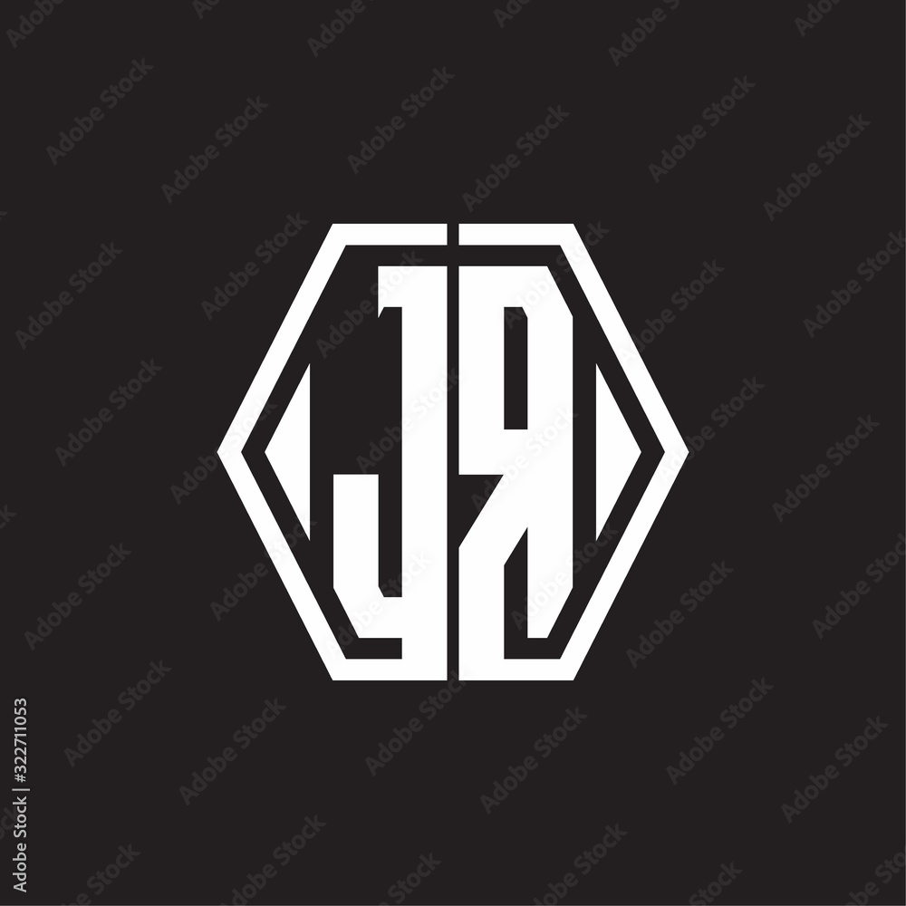 JR Logo monogram with hexagon line rounded design template JR Logo monogram with hexagon line rounded design template