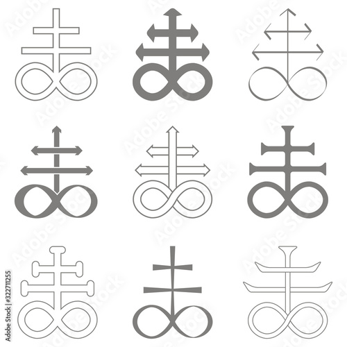 vector set with occult symbol Leviathan Cross