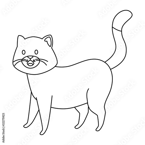 cute little cat animal line style icon vector illustration design
