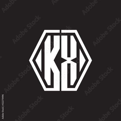 KX Logo monogram with hexagon line rounded design template
