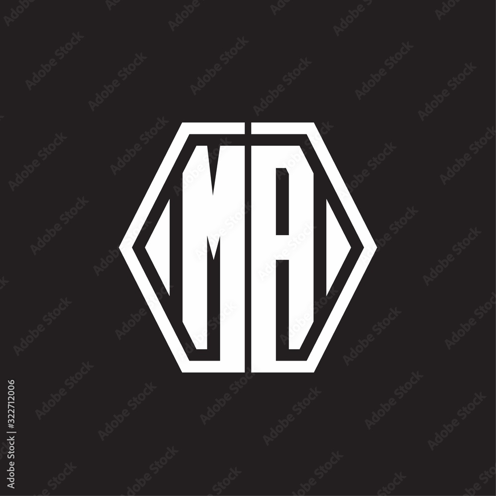 MA Logo monogram with hexagon line rounded design template MA Logo monogram with hexagon line rounded design template