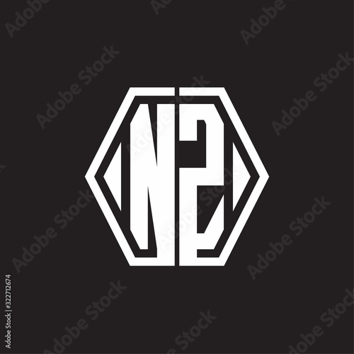 NZ Logo monogram with hexagon line rounded design template