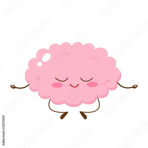 Cartoon cute human brain meditating