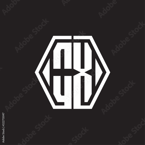 OX Logo monogram with hexagon line rounded design template