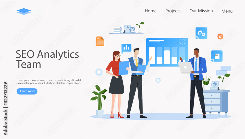 SEO Analytics Team Vector Illustration Concept , Suitable for web landing page, ui, mobile app, editorial design, flyer, banner, and other related occasion