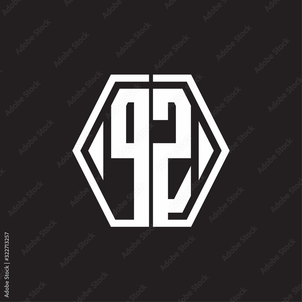 PZ Logo monogram with hexagon line rounded design template PZ Logo monogram with hexagon line rounded design template