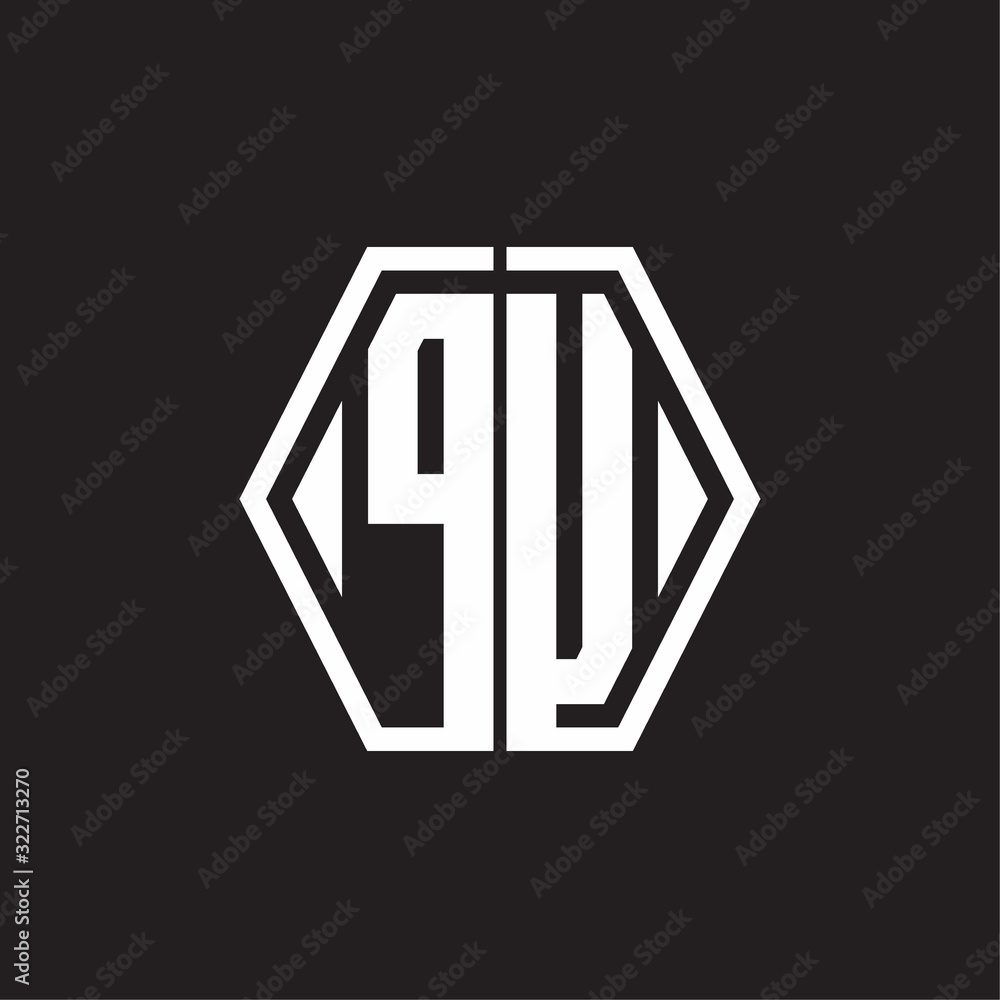 PU Logo monogram with hexagon line rounded design template PU Logo monogram with hexagon line rounded design template