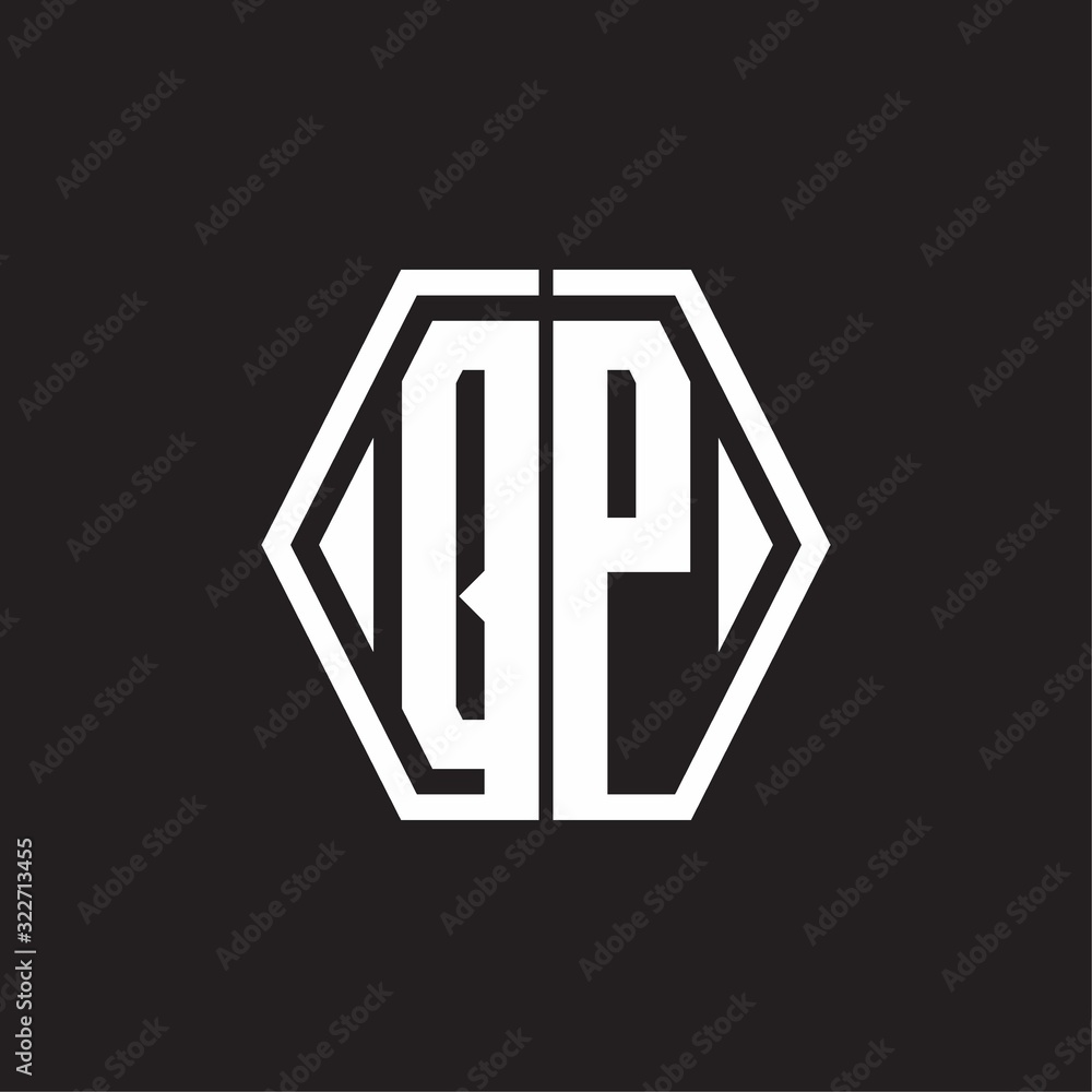 QP Logo monogram with hexagon line rounded design template QP Logo monogram with hexagon line rounded design template