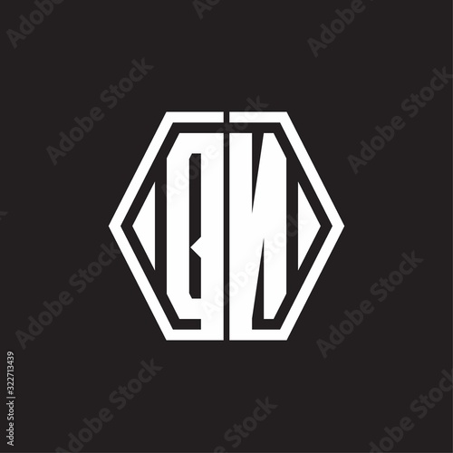 QN Logo monogram with hexagon line rounded design template