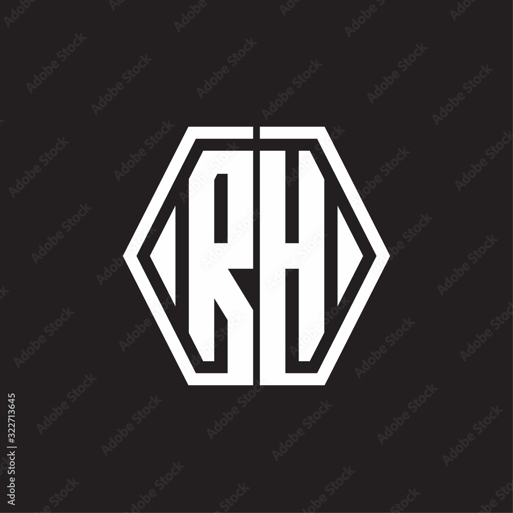 RH Logo monogram with hexagon line rounded design template RH Logo monogram with hexagon line rounded design template