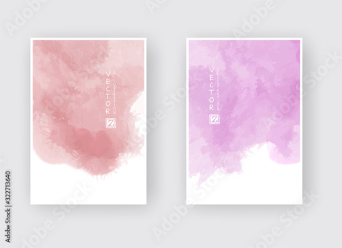 Set of cards with watercolor blots. Vector illustration. © sdmix