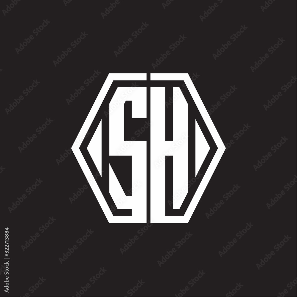 SH Logo monogram with hexagon line rounded design template SH Logo monogram with hexagon line rounded design template