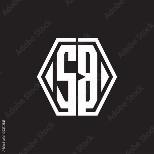 SB Logo monogram with hexagon line rounded design template