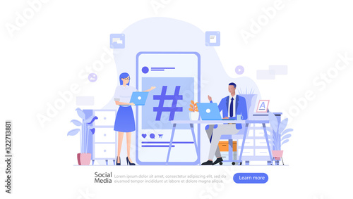 Social Media Network and Influencer Vector Illustration Concept , Suitable for web landing page, ui, mobile app, editorial design, flyer, banner, and other related occasion