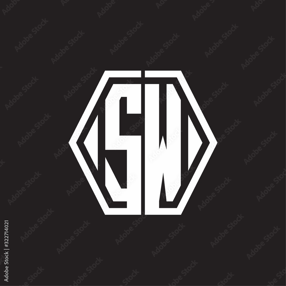 SW Logo monogram with hexagon line rounded design template SW Logo monogram with hexagon line rounded design template